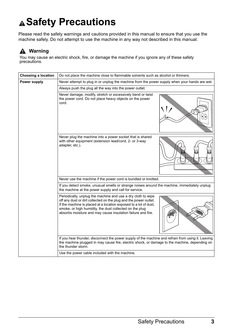 Safety precautions, 3safety precautions | Canon MP 190 Pixma User Manual | Page 7 / 76