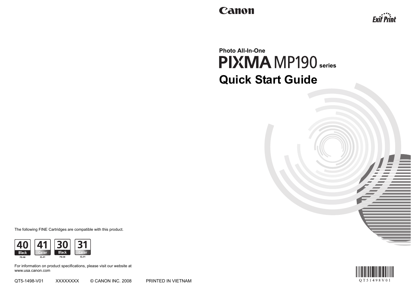 Quick start guide | Canon MP 190 Pixma User Manual | Page 76 / 76