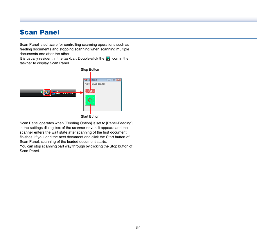 Scan panel | Canon IMAGEFORMULA P-150 User Manual | Page 54 / 74