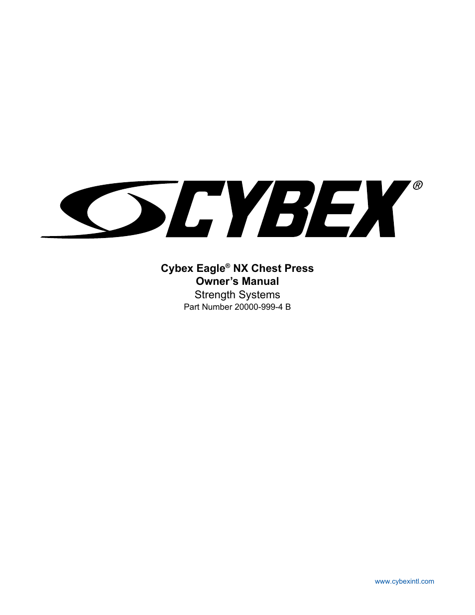 Cybex 20000 Eagle NX Chest Press User Manual | 30 pages