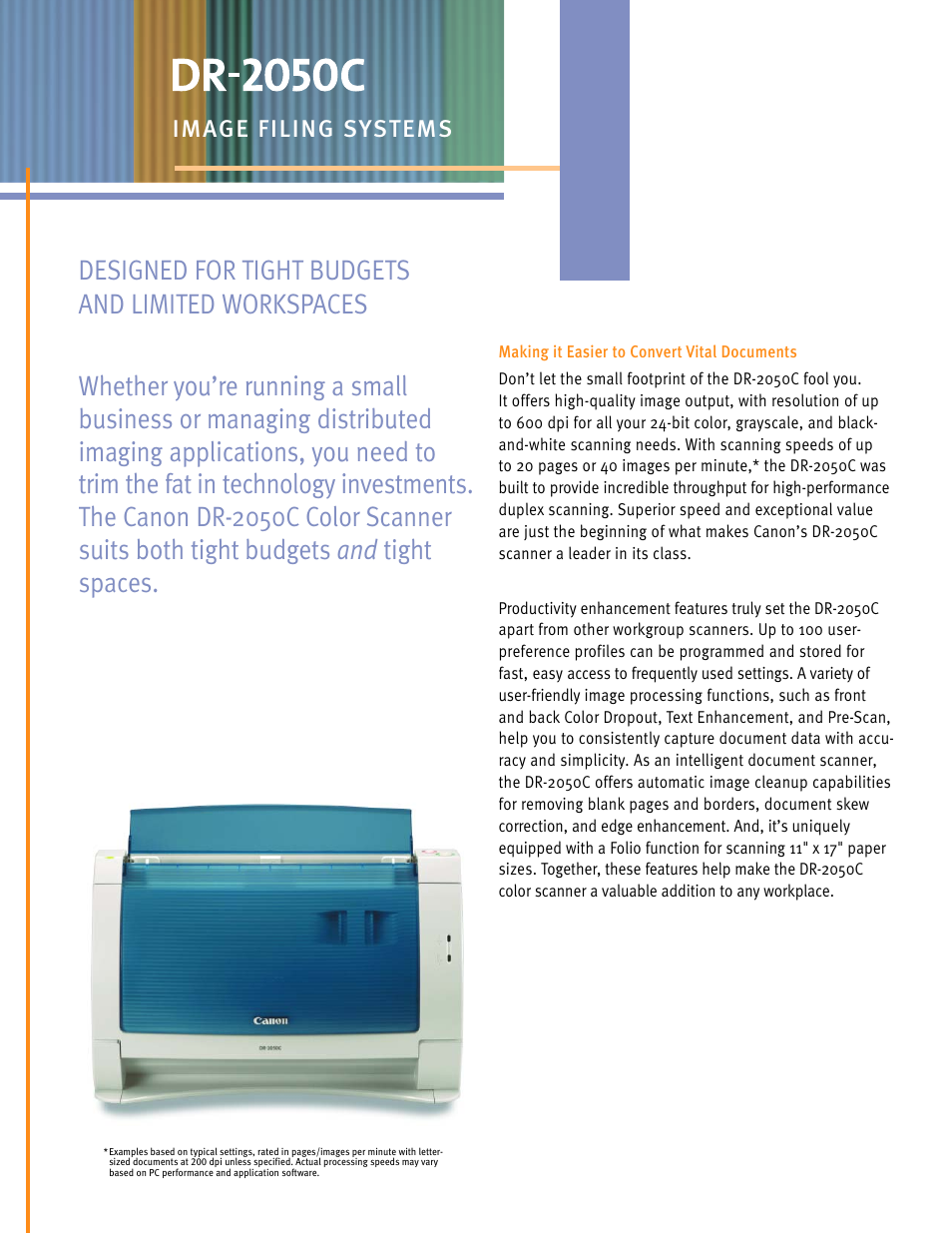 Image filing systems | Canon DR-2050C User Manual | Page 2 / 4