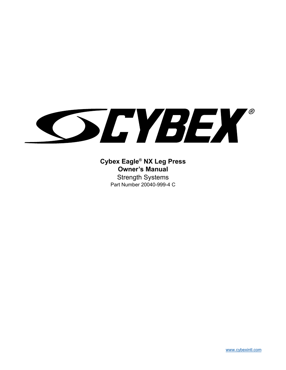 Cybex 20040 Eagle NX Leg Press User Manual | 30 pages