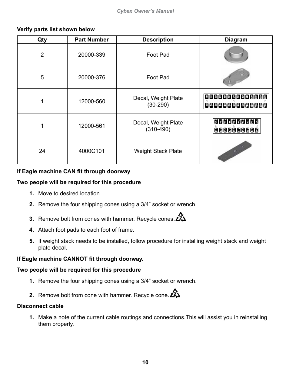 Cybex owner’s manual | Cybex 20040 Eagle NX Leg Press User Manual | Page 10 / 30