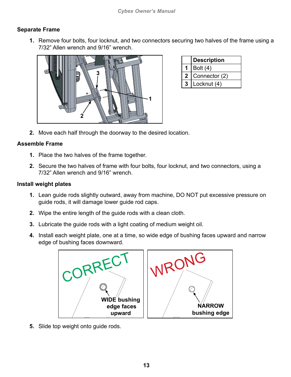 Wrong, Correct | Cybex 20040 Eagle NX Leg Press User Manual | Page 13 / 30