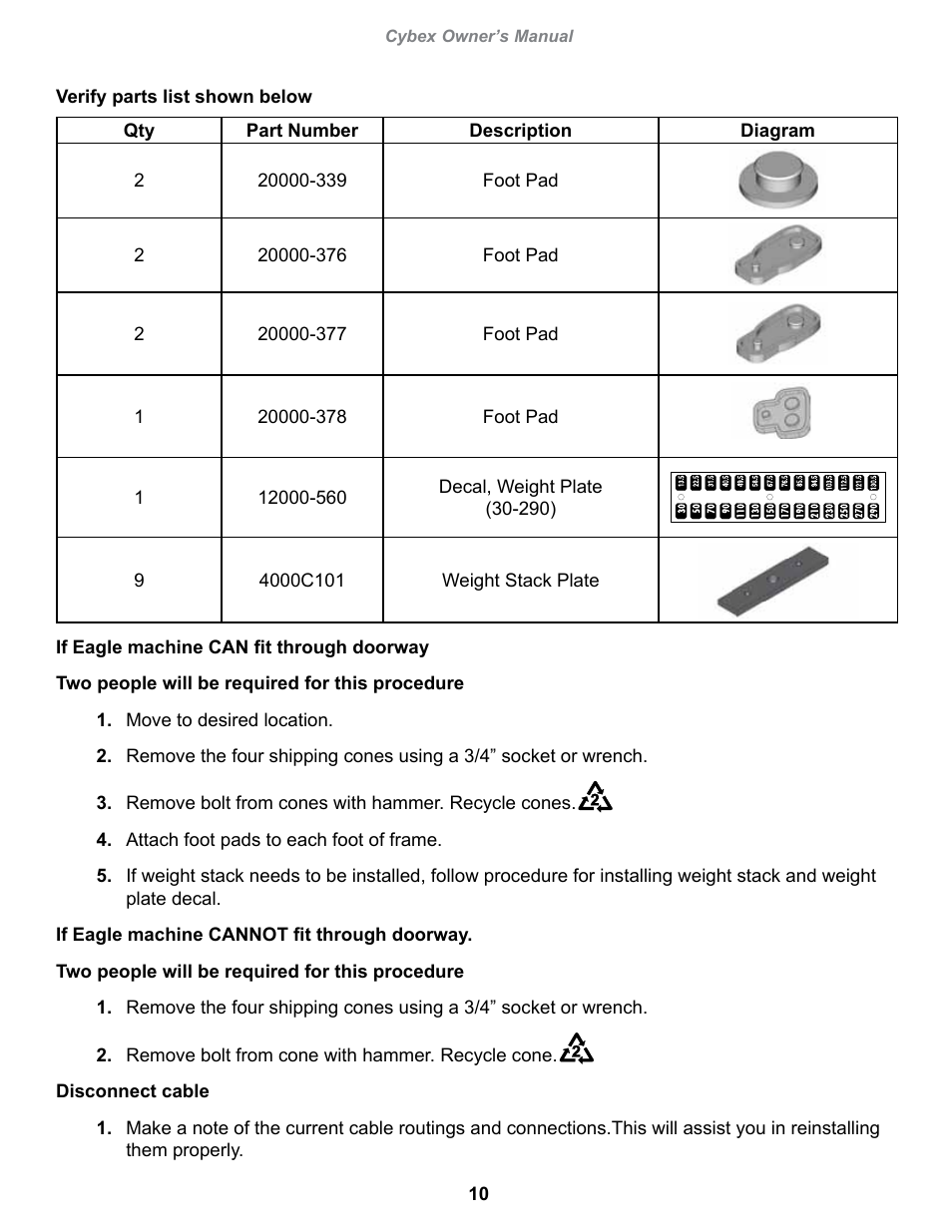 Cybex owner’s manual | Cybex 20060 Eagle NX Seated Leg Curl User Manual | Page 10 / 30