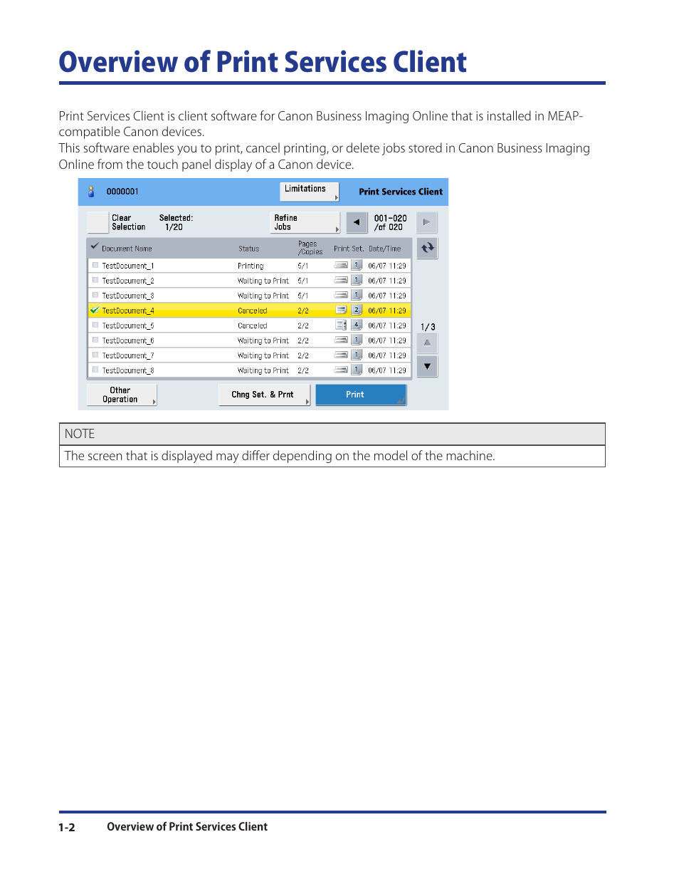 Overview of print services client, Overview of print services client -2 | Canon Print Services Client 1 User Manual | Page 10 / 76