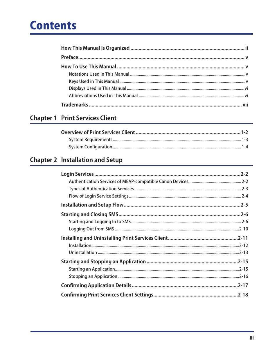 Canon Print Services Client 1 User Manual | Page 3 / 76