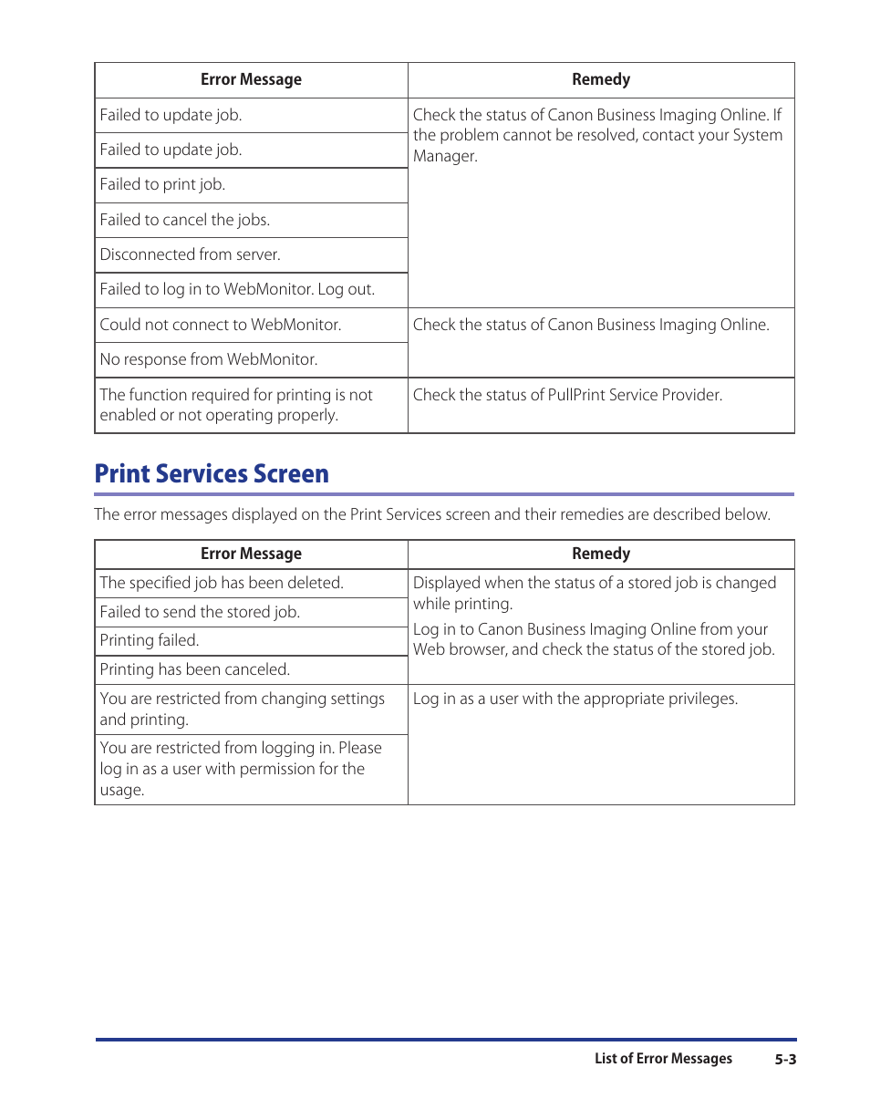 Print services screen | Canon Print Services Client 1 User Manual | Page 67 / 76