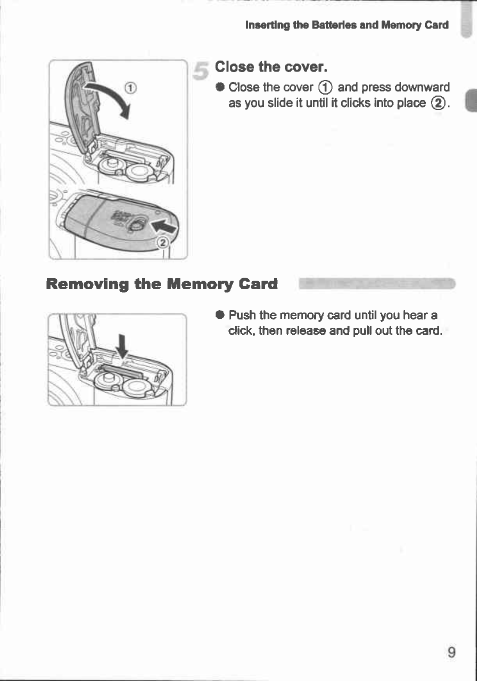 Close the cover | Canon A1000 IS User Manual | Page 6 / 18