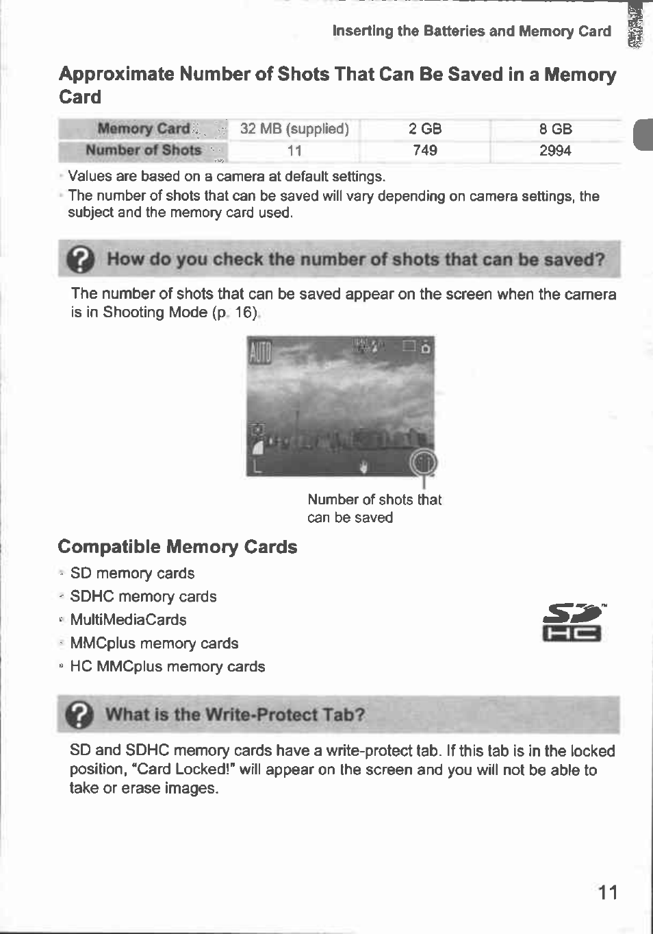 Compatibie memory cards | Canon A1000 IS User Manual | Page 7 / 18