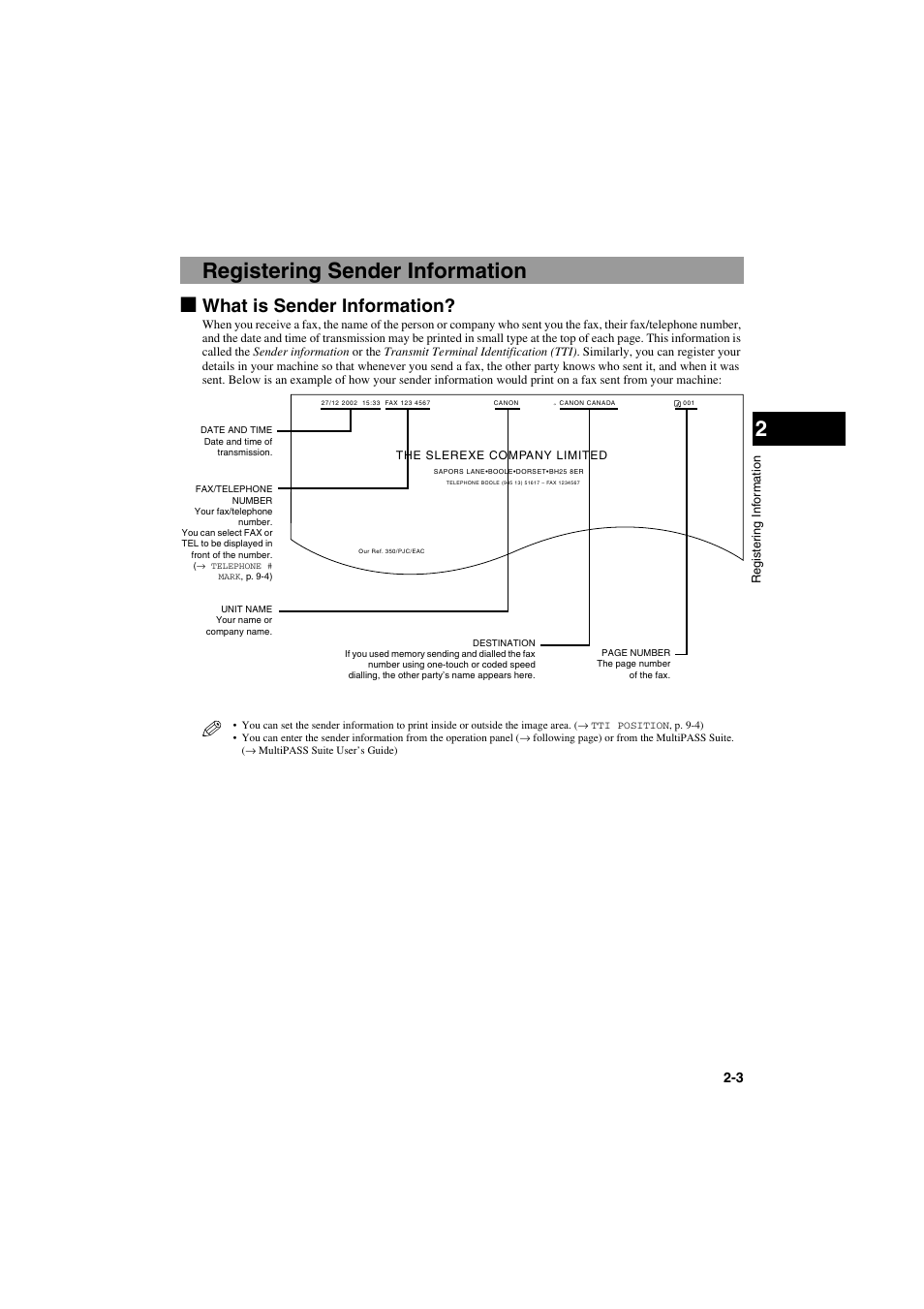 Registering sender information, What is sender information | Canon MPC600F/400 User Manual | Page 13 / 82