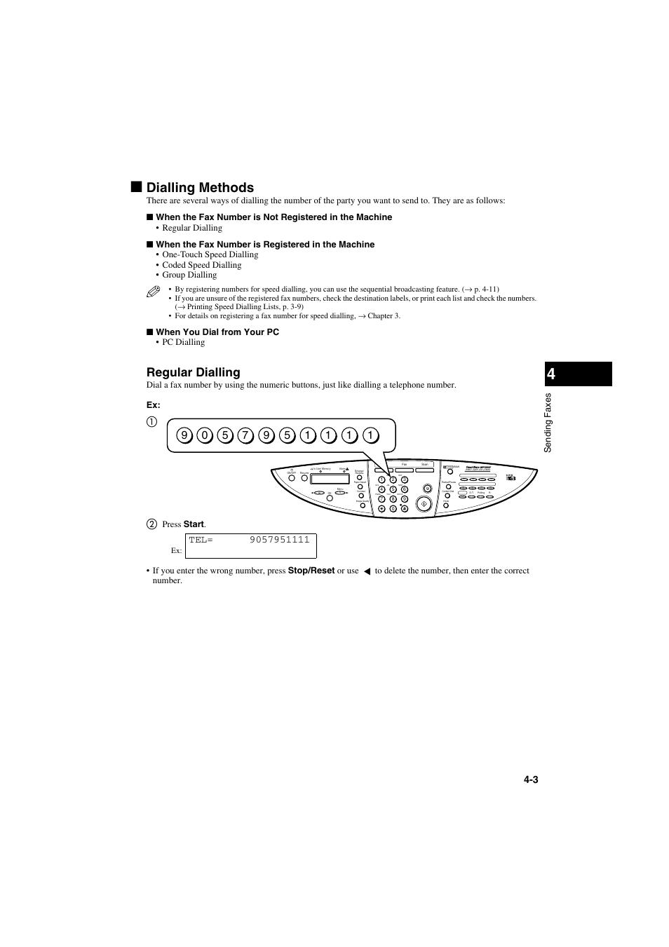 Dialling methods, Regular dialling | Canon MPC600F/400 User Manual | Page 31 / 82