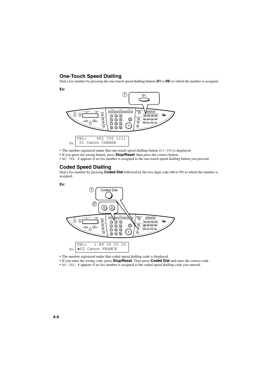 One-touch speed dialling, Coded speed dialling, Coded dial | Canon MPC600F/400 User Manual | Page 32 / 82