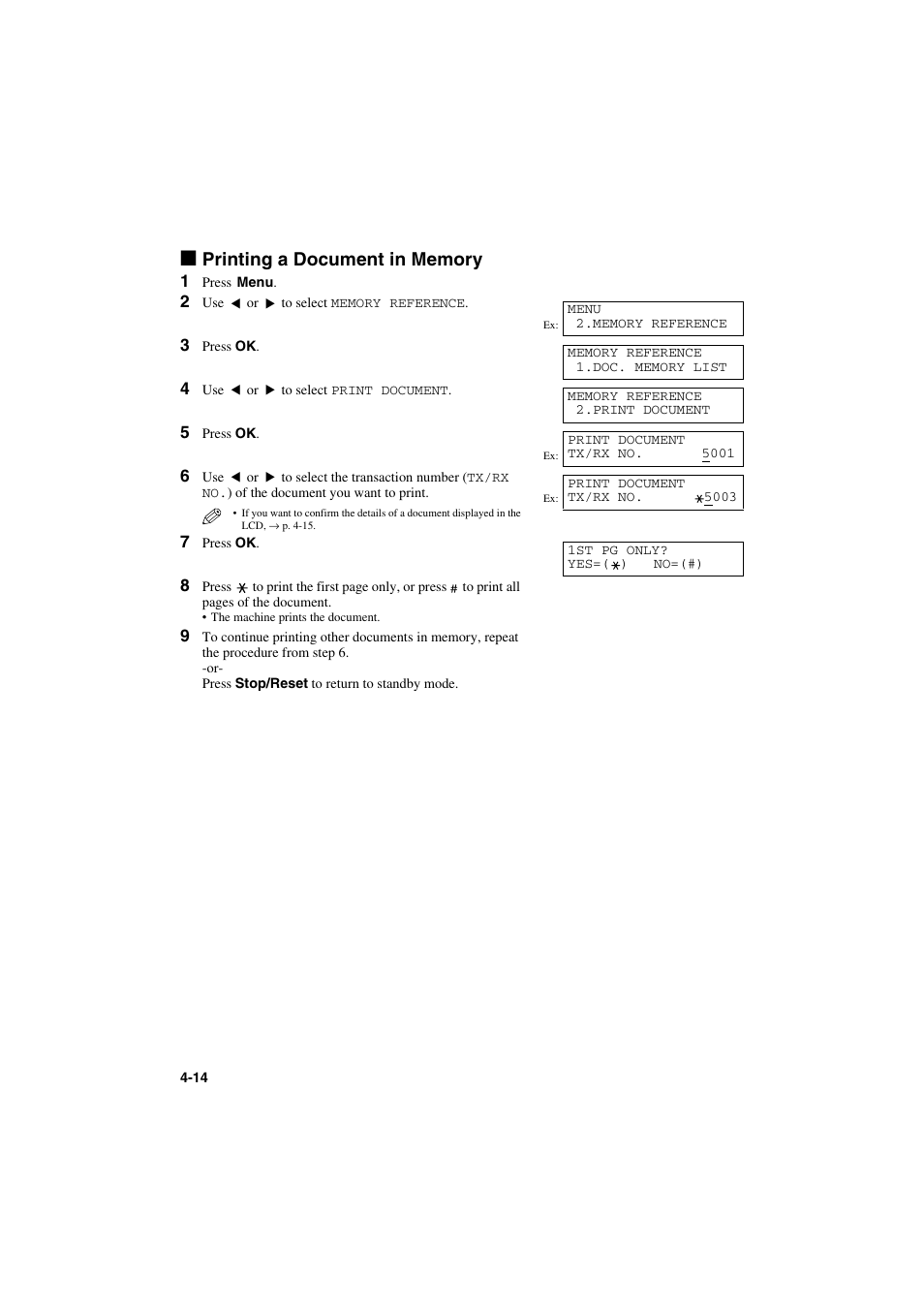 Printing a document in memory | Canon MPC600F/400 User Manual | Page 42 / 82