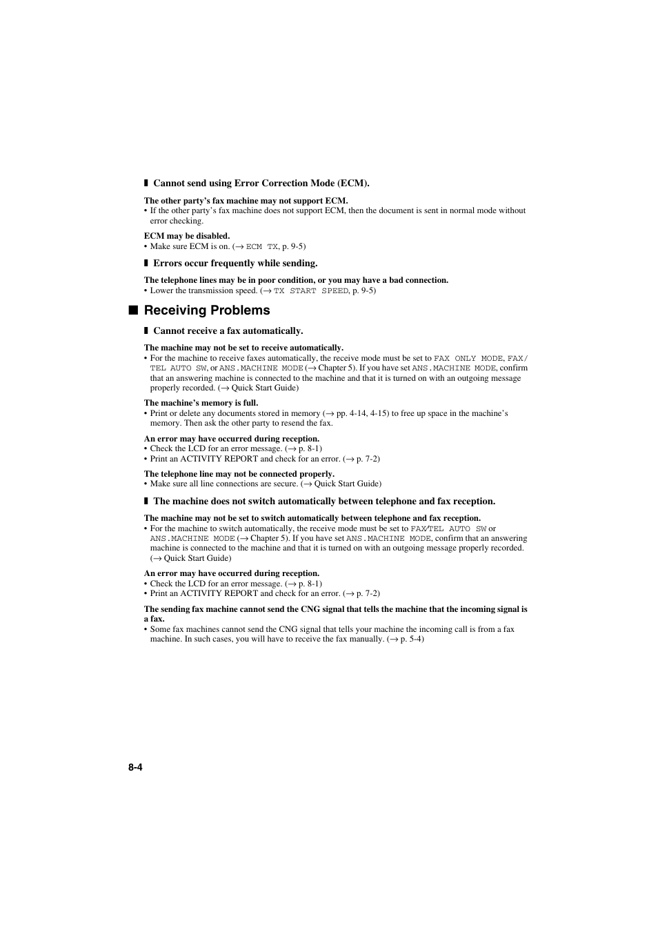 Receiving problems | Canon MPC600F/400 User Manual | Page 62 / 82