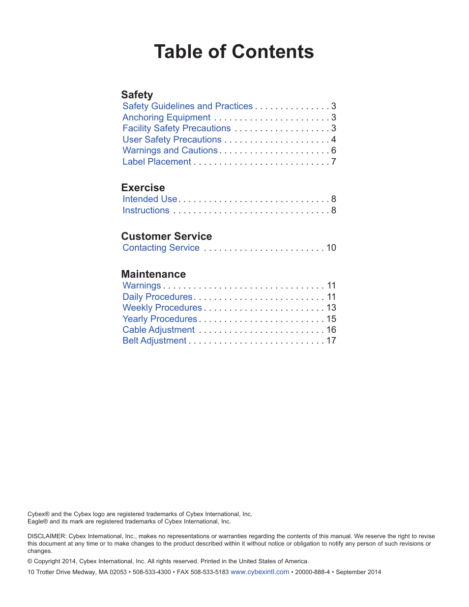 Cybex 20000 Eagle NX Medical Chest Press User Manual | Page 2 / 20