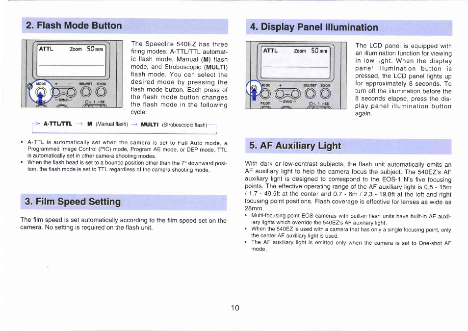 Using an external power supply | Canon 540EZ User Manual | Page 10 / 58