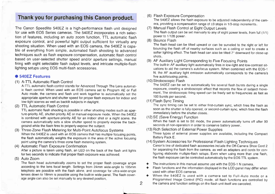 Canon 540EZ User Manual | Page 2 / 58