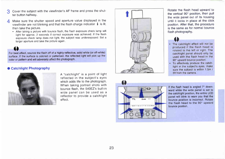 Iv. flash operation in various shooting modes | Canon 540EZ User Manual | Page 23 / 58