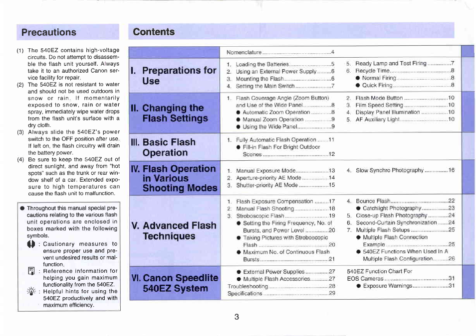 Canon 540EZ User Manual | Page 3 / 58