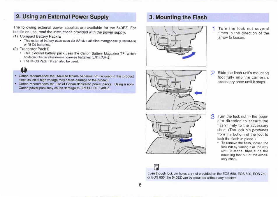 Nomenclature, I front view | Canon 540EZ User Manual | Page 6 / 58