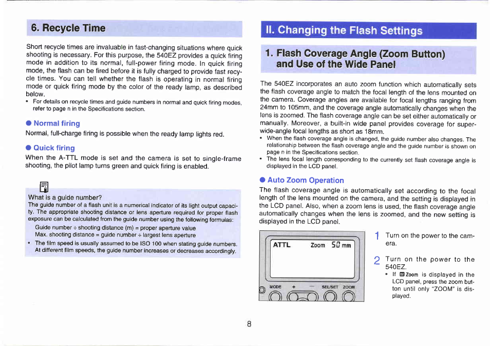 I. preparations for use 1. loading the batteries | Canon 540EZ User Manual | Page 8 / 58