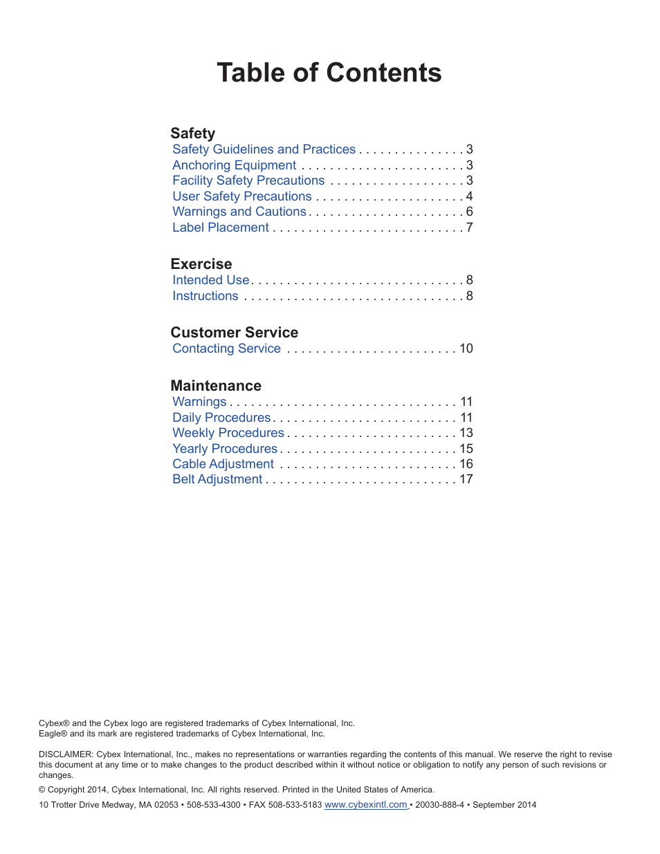 Cybex 20030 Eagle NX Medical Row User Manual | Page 2 / 20