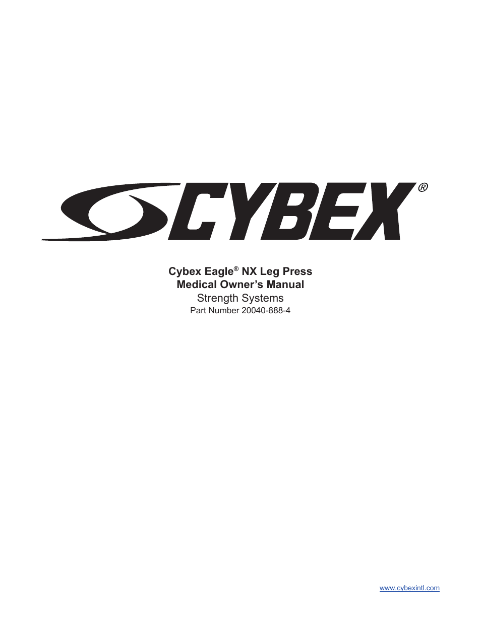 Cybex 20040 Eagle NX Medical Leg Press Eagle NX Medical User Manual | 20 pages