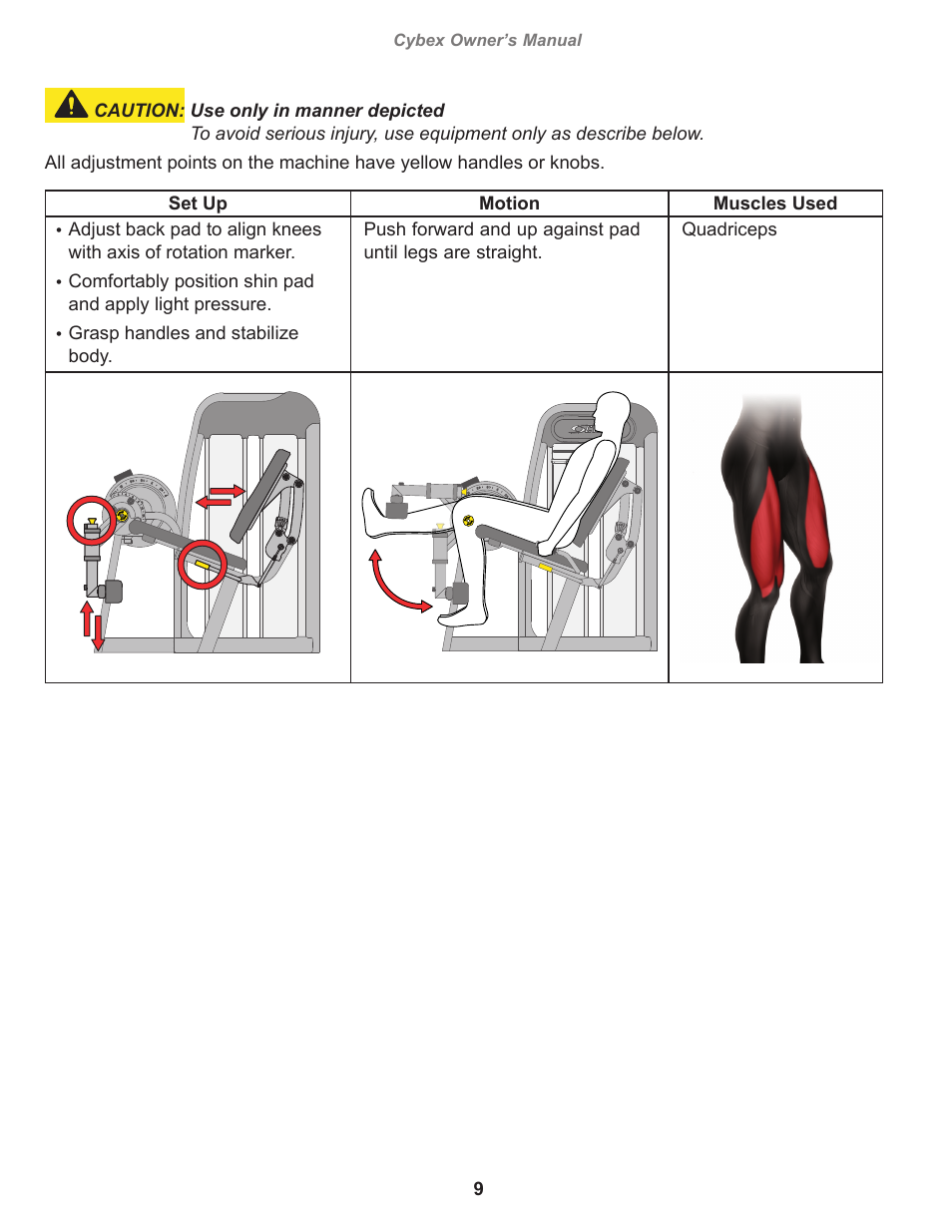 Cybex 20050 Eagle NX Medical Leg Extension Eagle NX Medical User Manual | Page 9 / 20
