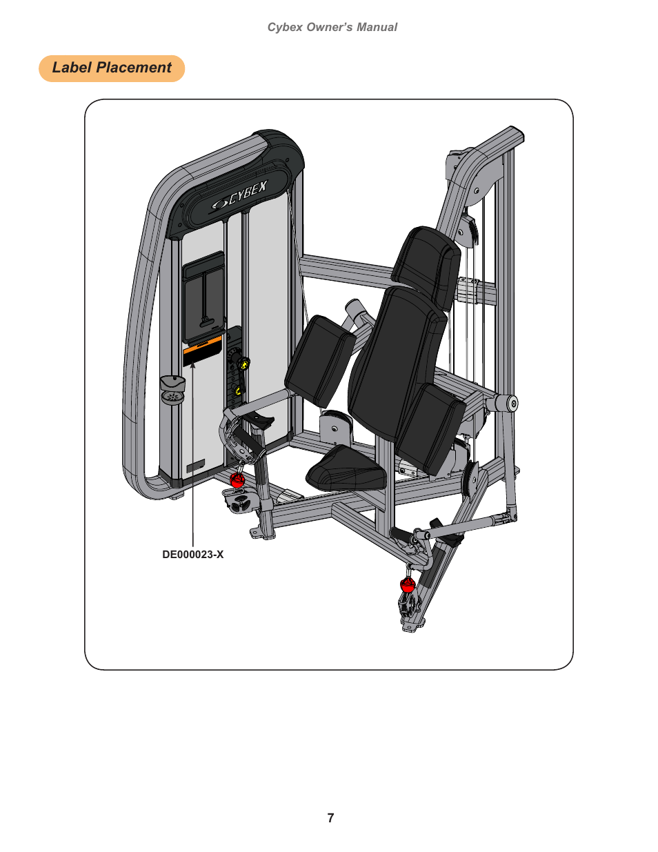 Label placement | Cybex 20070 Eagle NX Medical Arm Curl Eagle NX Medical User Manual | Page 7 / 20