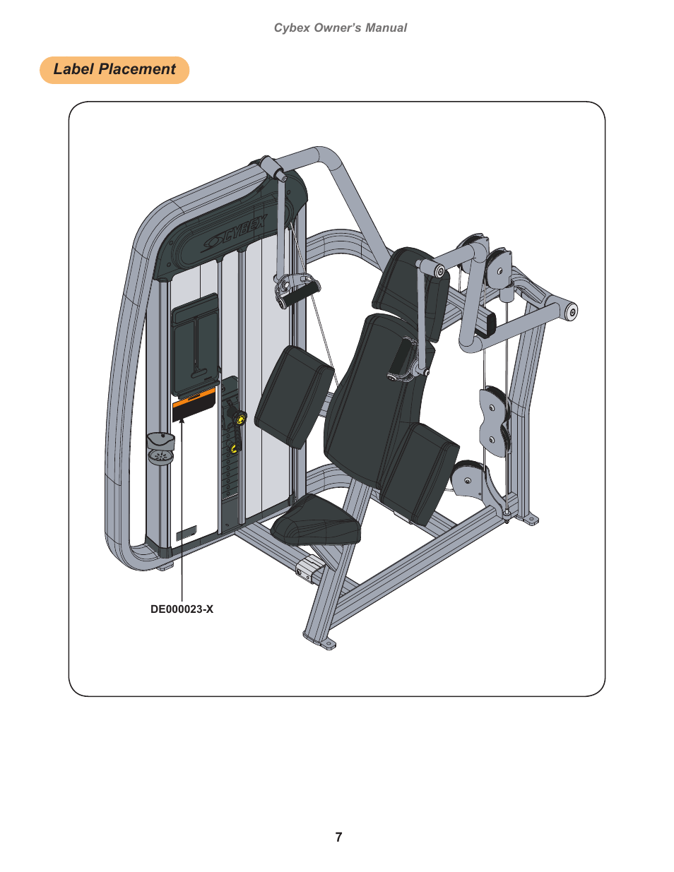 Label placement | Cybex 20080 Eagle NX Medical Arm Extension Eagle NX Medical User Manual | Page 7 / 20