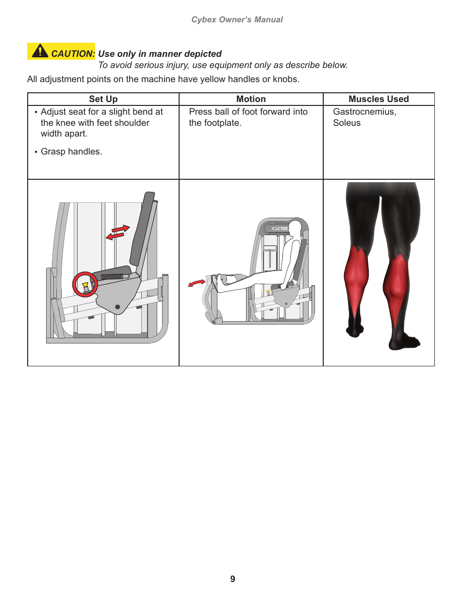 Cybex 20120 Eagle NX Medical Calf Eagle NX Medical User Manual | Page 9 / 20