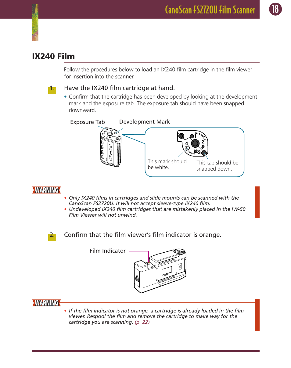 Ix240 film | Canon FS 2720 U User Manual | Page 18 / 30