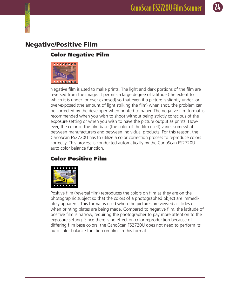 Negative/positive film | Canon FS 2720 U User Manual | Page 24 / 30