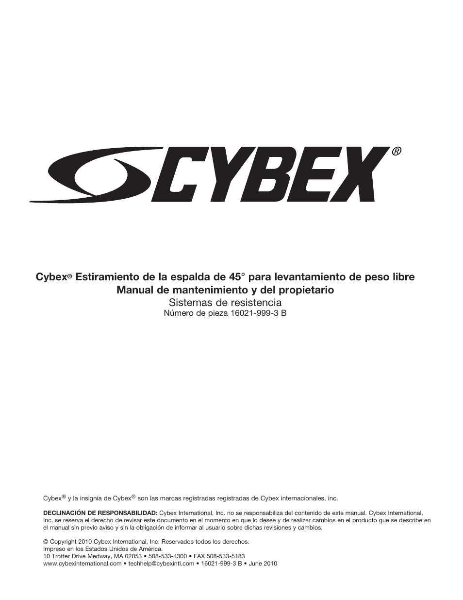 Cybex | Cybex 1602145 Free Weight Degree Back User Manual | Page 3 / 20