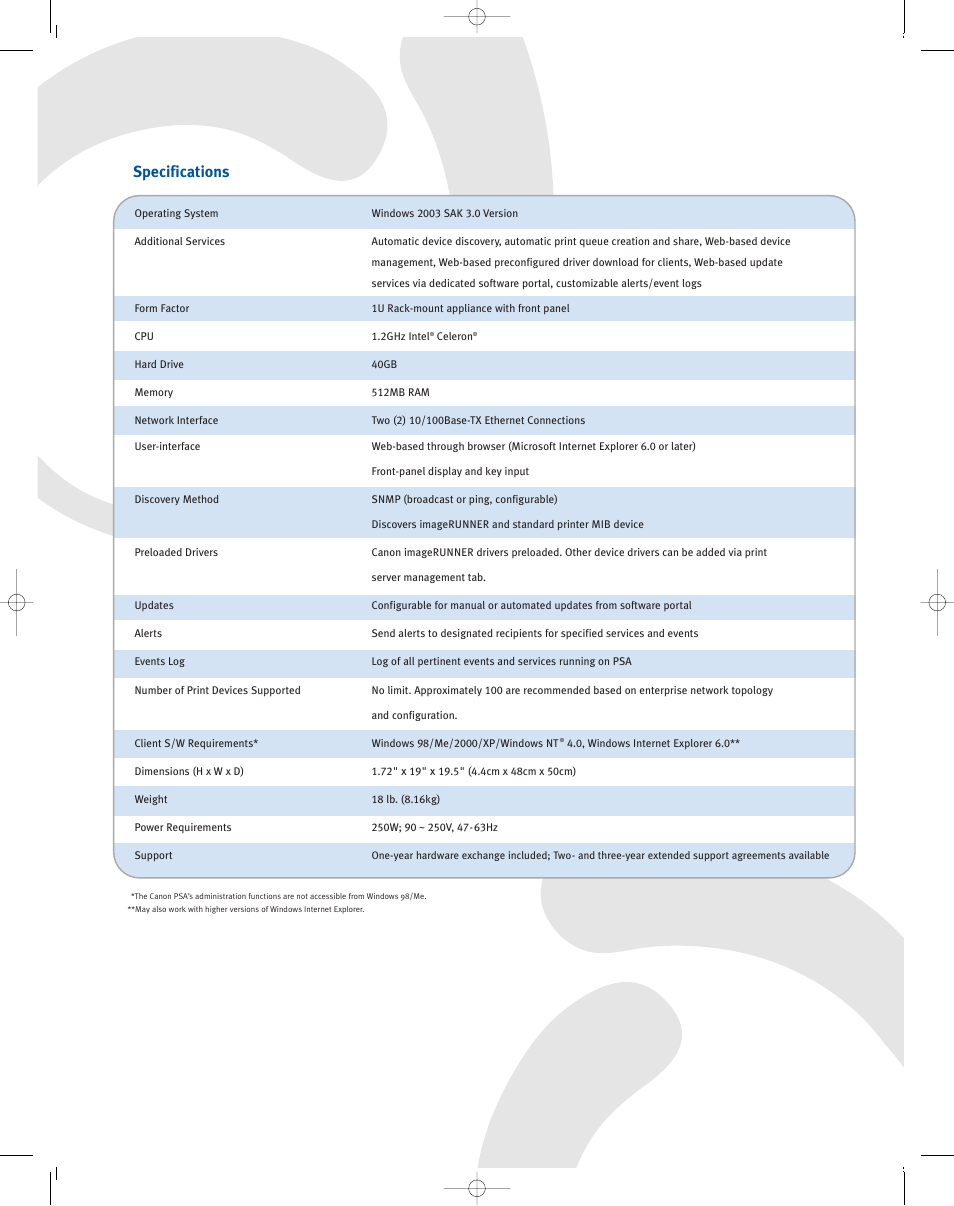 Specifications | Canon 2.2 User Manual | Page 5 / 6