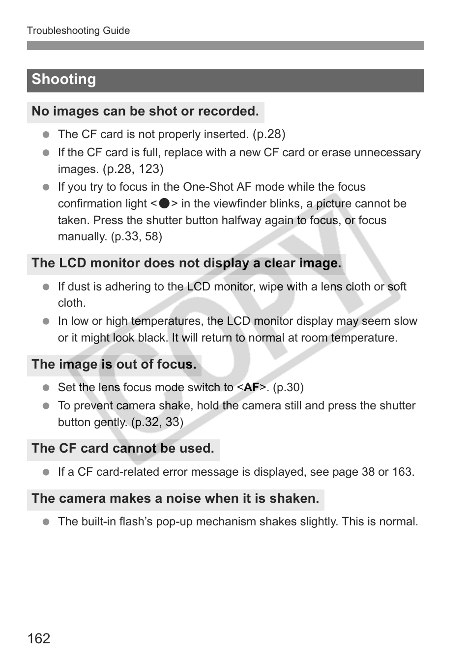 Shooting | Canon EOS Rebel XTI User Manual | Page 162 / 180