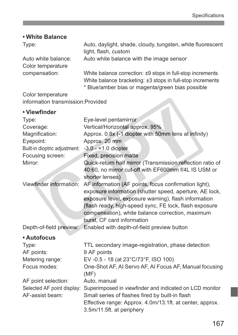 Canon EOS Rebel XTI User Manual | Page 167 / 180