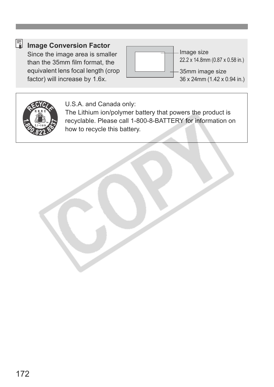 Canon EOS Rebel XTI User Manual | Page 172 / 180