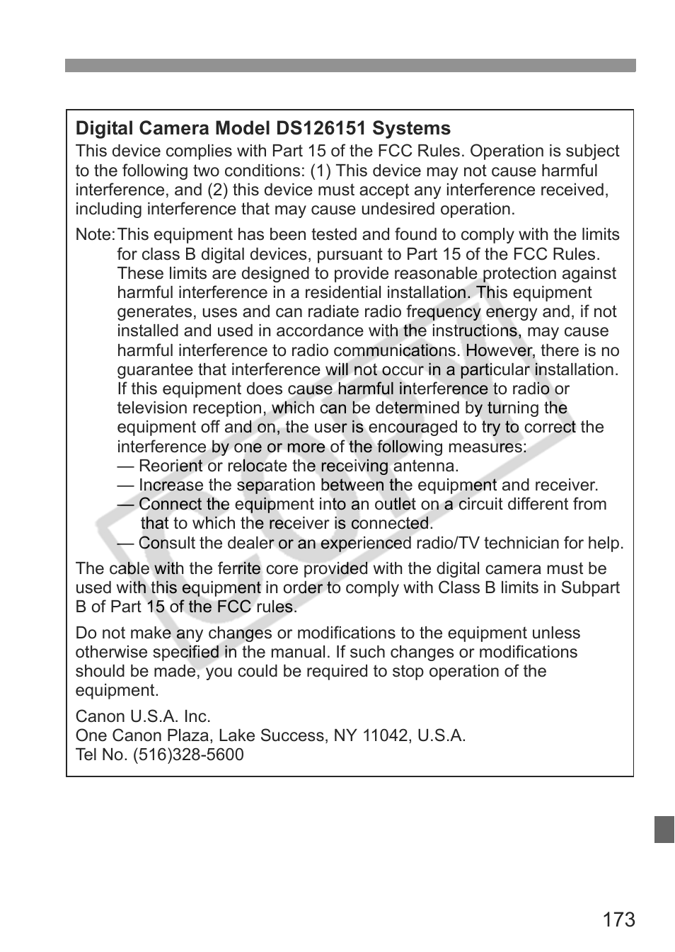 Canon EOS Rebel XTI User Manual | Page 173 / 180