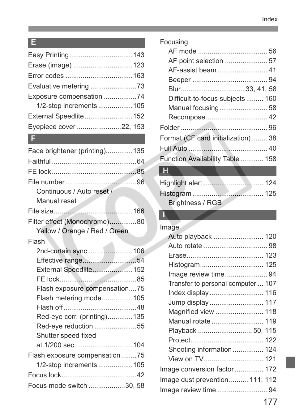 Canon EOS Rebel XTI User Manual | Page 177 / 180