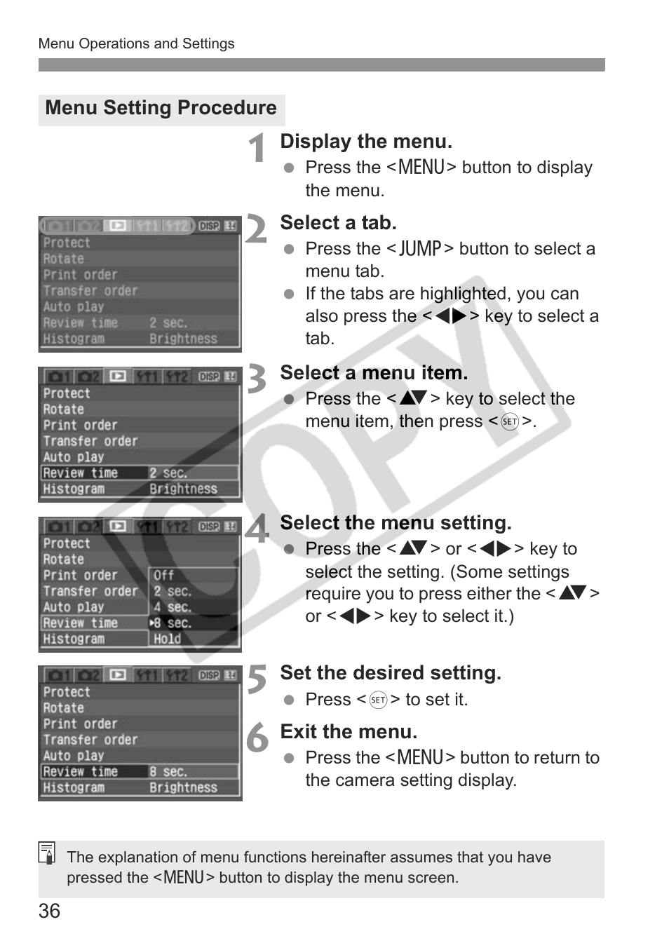 Canon EOS Rebel XTI User Manual | Page 36 / 180