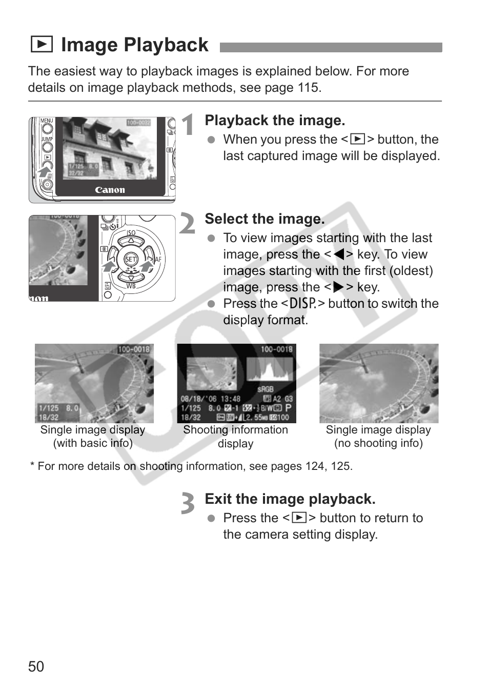 Ximage playback | Canon EOS Rebel XTI User Manual | Page 50 / 180