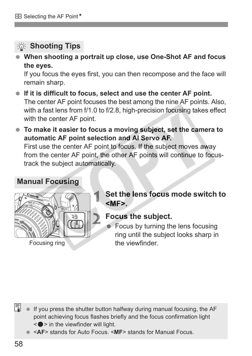 Canon EOS Rebel XTI User Manual | Page 58 / 180
