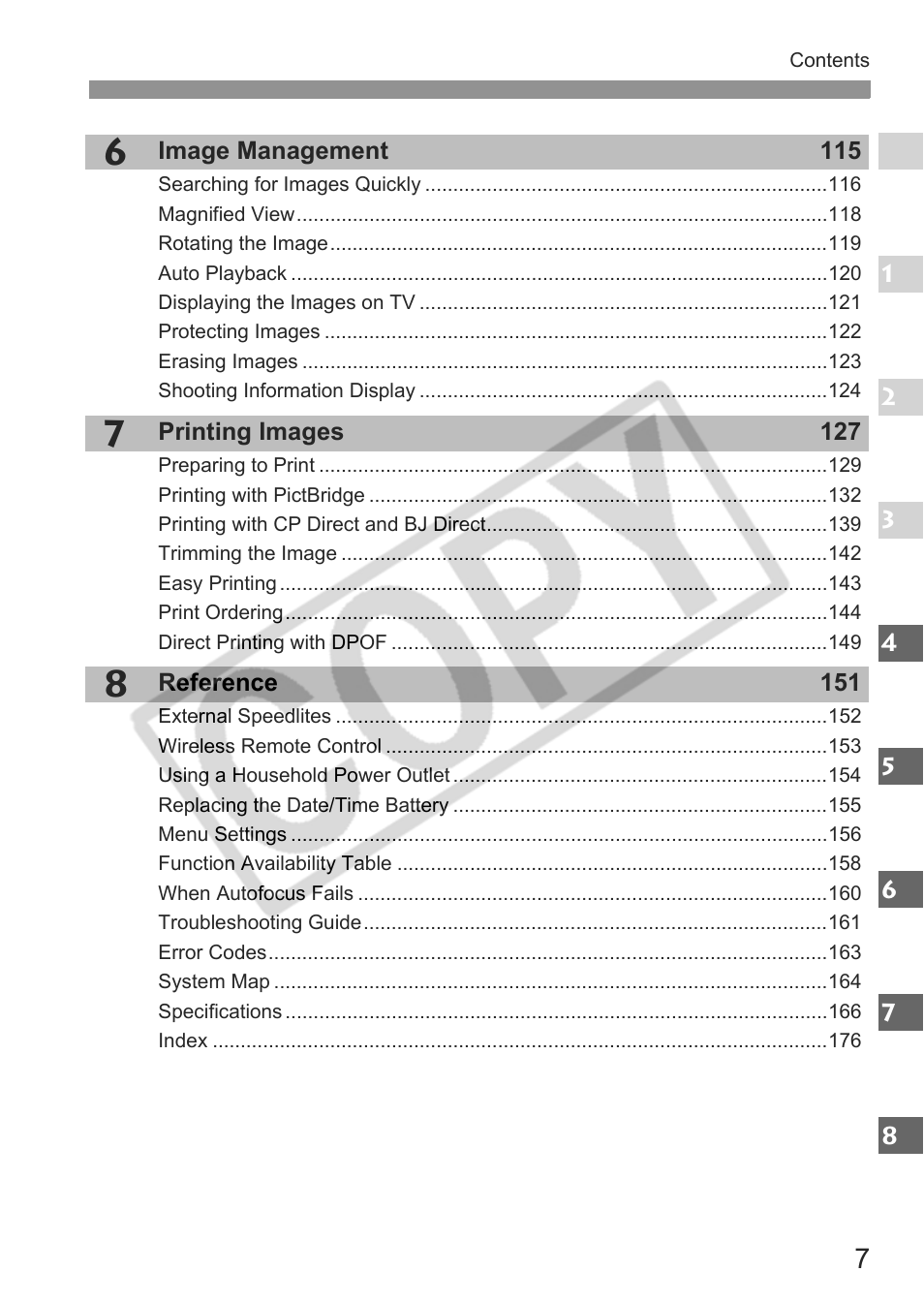 Canon EOS Rebel XTI User Manual | Page 7 / 180