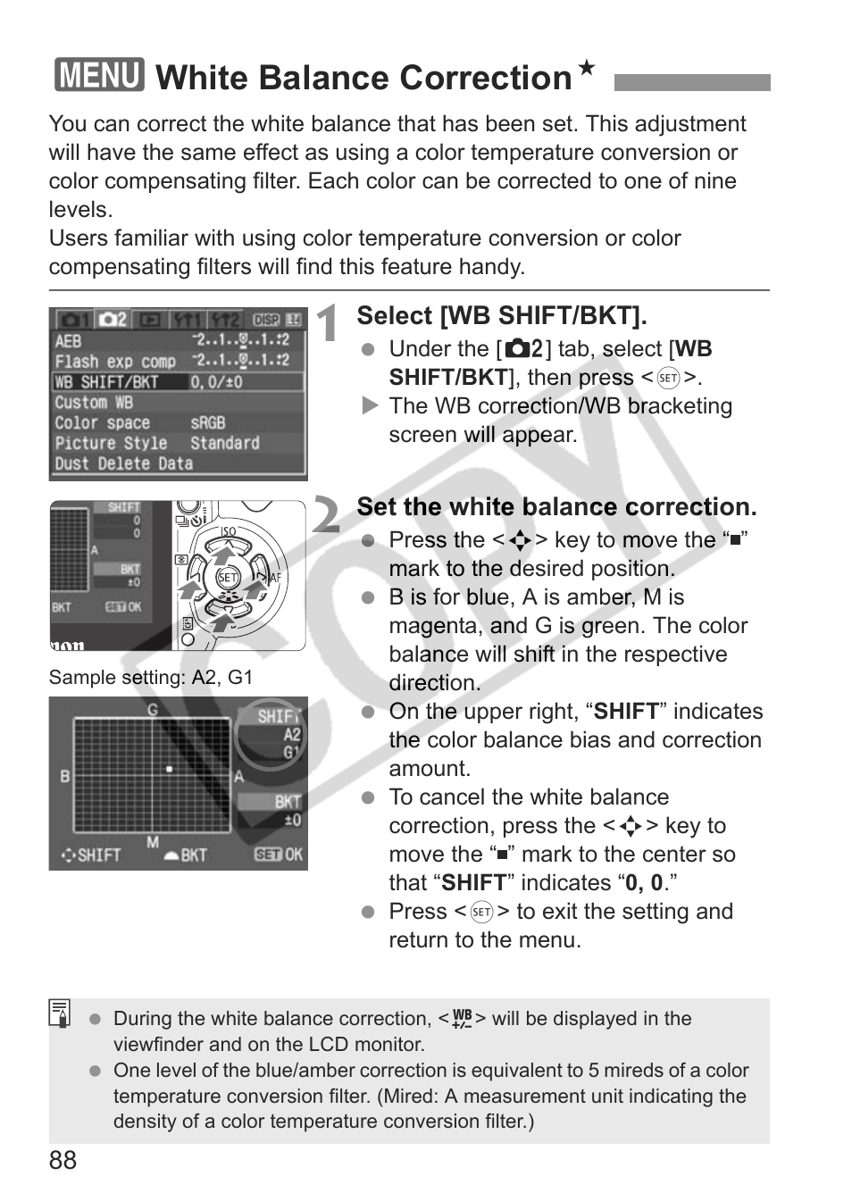 White balance correction n | Canon EOS Rebel XTI User Manual | Page 88 / 180