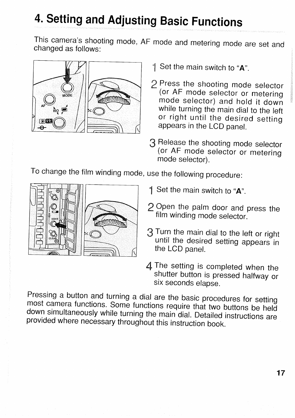 Setting and adjusting basic functions | Canon EOS 1 N User Manual | Page 17 / 30