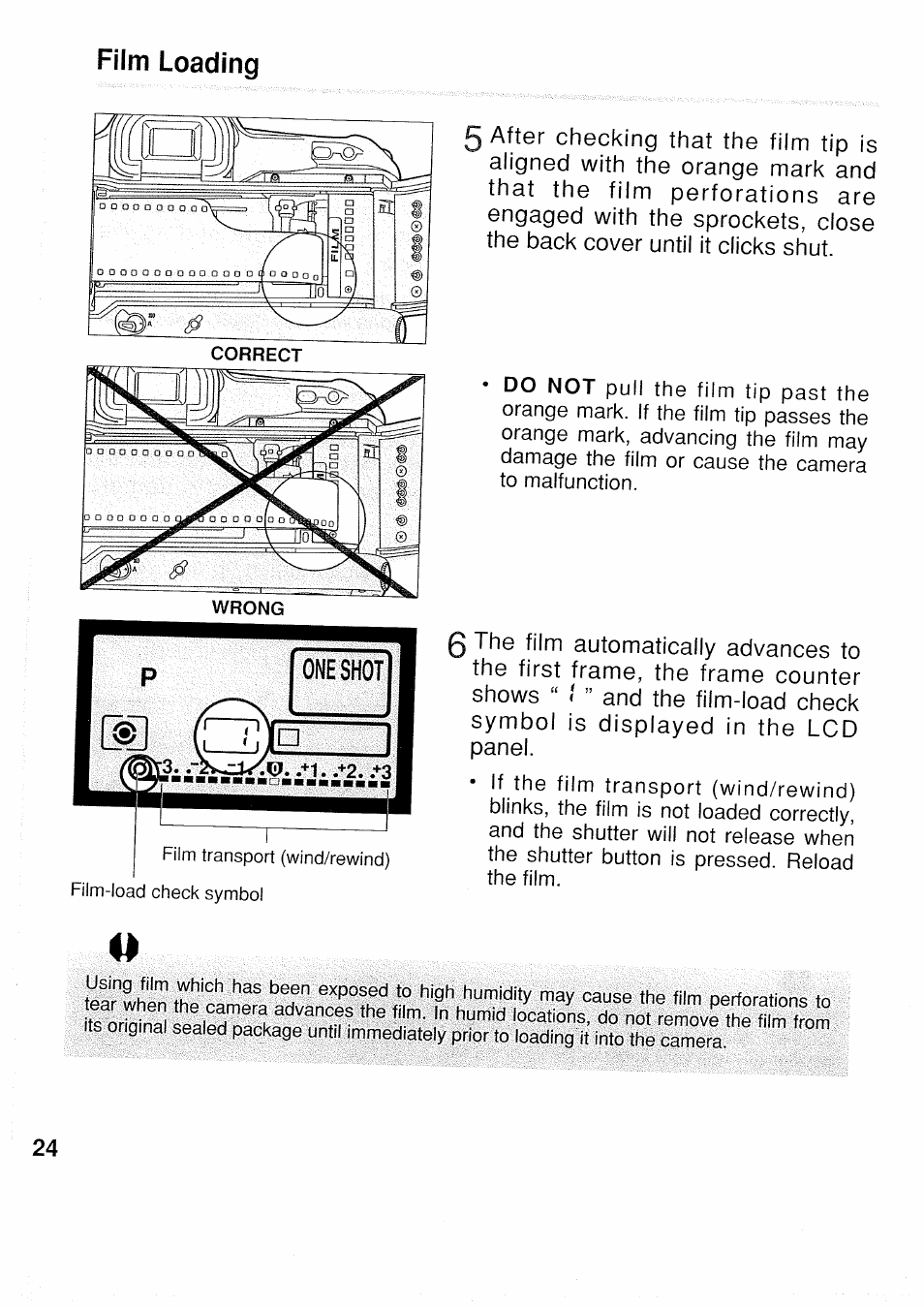 Film loading | Canon EOS 1 N User Manual | Page 24 / 30