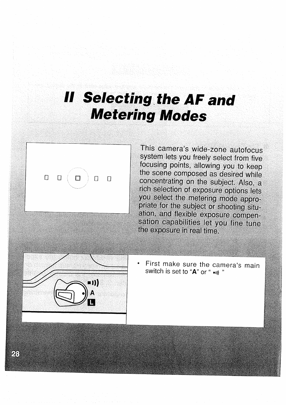Fl selecting the af and metering modes, Selecting the af and metering modes | Canon EOS 1 N User Manual | Page 28 / 30
