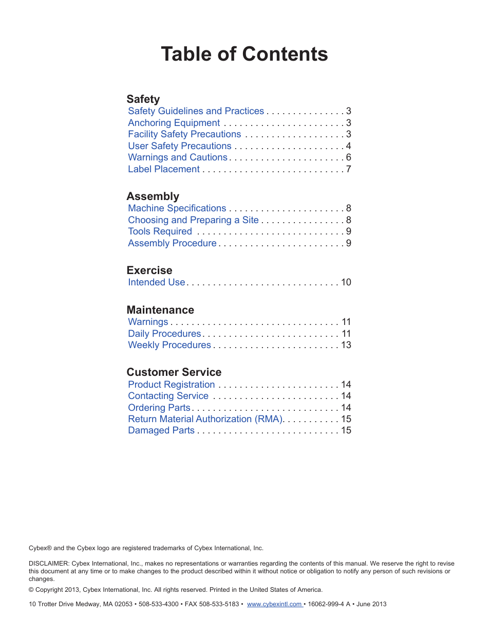 Cybex 16062 Free Weight Olympic Decline Press User Manual | Page 2 / 18